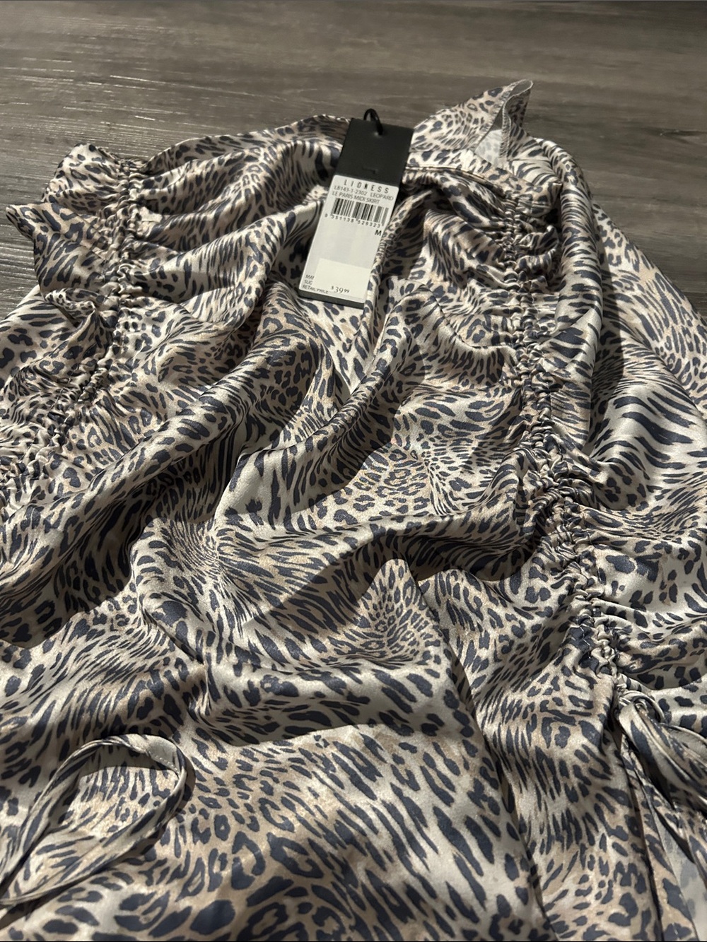 Women's Animal Print Midi skirt in Gray and Cream - Picture 4 of 6